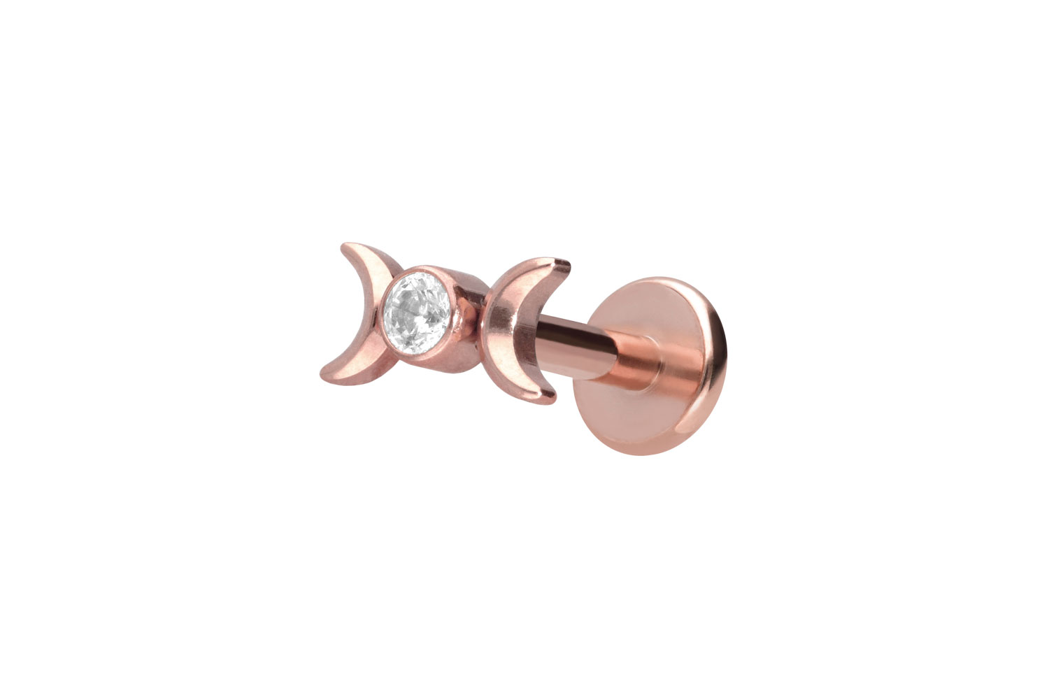 Titan Labret Piercing mit Innengewinde 2 MONDE + KRISTALL